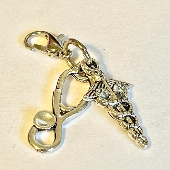 Medical Nursing Caduceus Stethoscope Charm Clip On Zipper Pull MD RN RRT - Picture 6 of 8